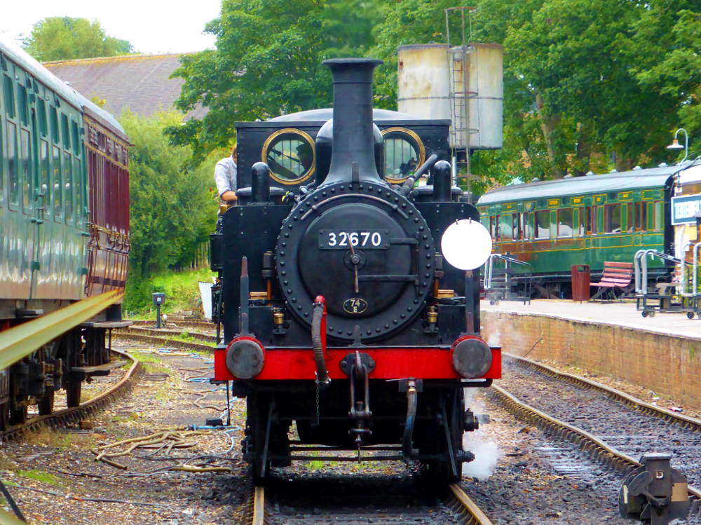 Steam engine and crew at Kent & East Sussex Railway